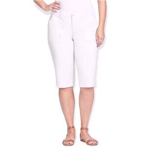 Gloria Vanderbilt Petites Crystal White Ribbed Utility Skimmer Capri Pants 4P